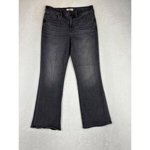 Madewell High Rise Women's Size 29 Cropped Flare Jeans Fuzzy Faded Black Denim